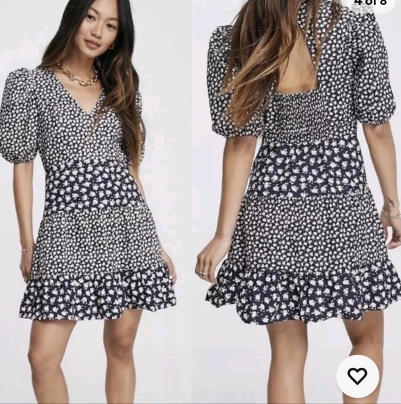 French Connection Dresses & Skirts - French Connection Aura Ditsy Poplin Puff Sleeve Dress💥💥💥